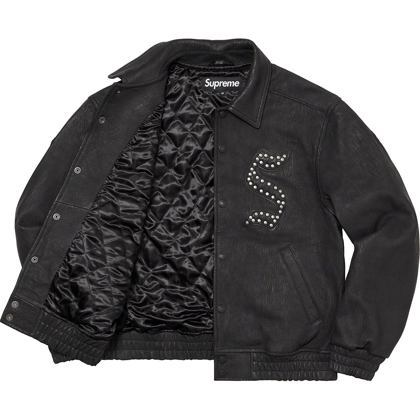 Pebbled Leather Varsity Jacket view 5